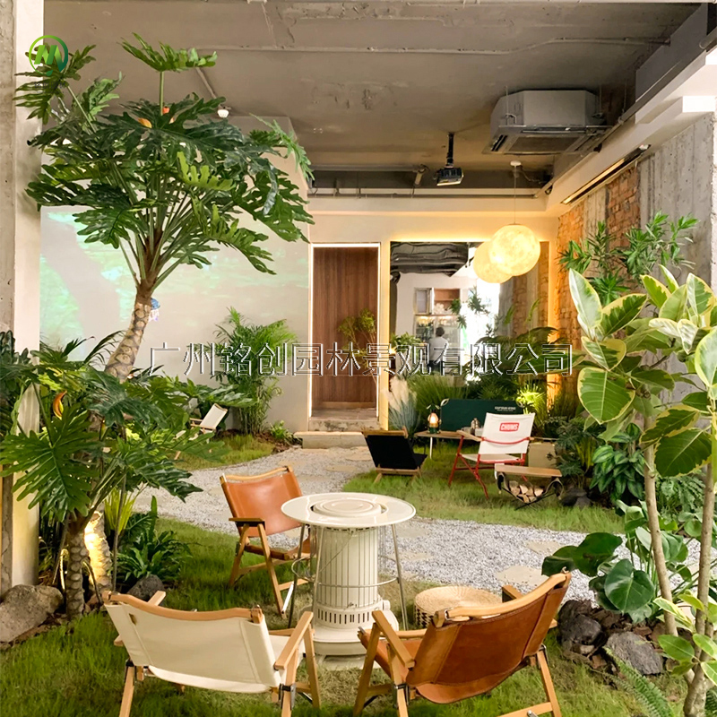 网红露营风仿真植物造景